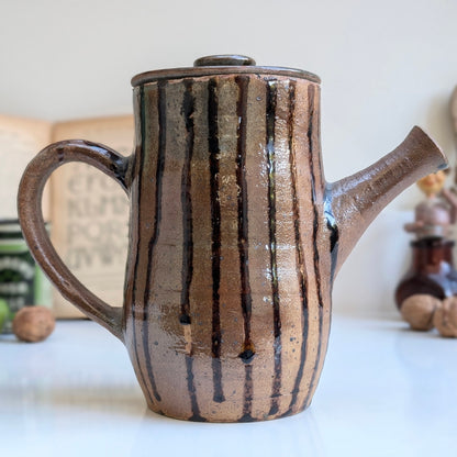 Hand Thrown Studio Pottery Striped Coffee Pot