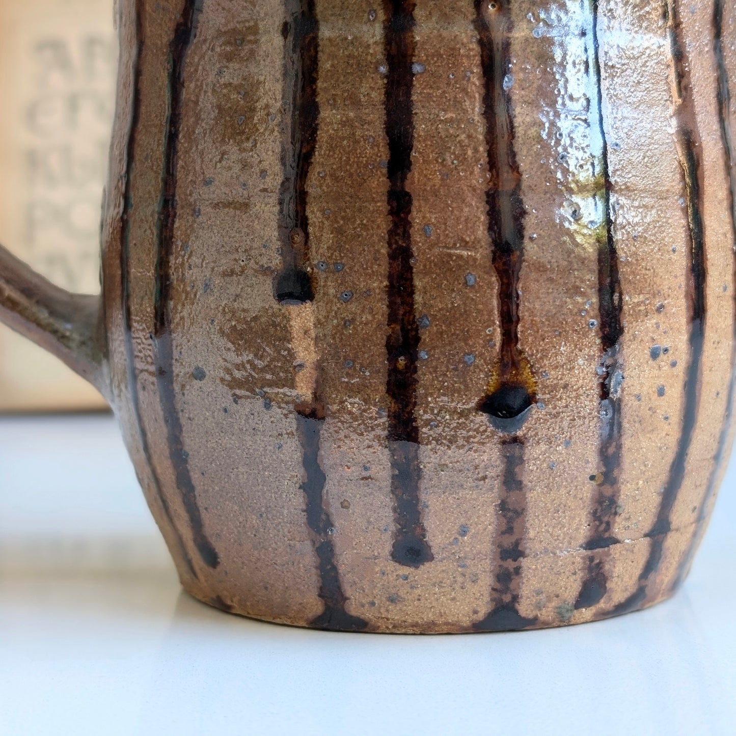 Hand Thrown Studio Pottery Striped Coffee Pot