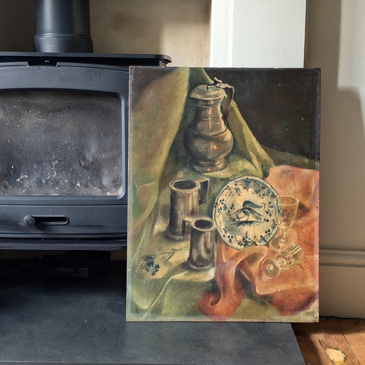 Vintage Still Life Oil on Board