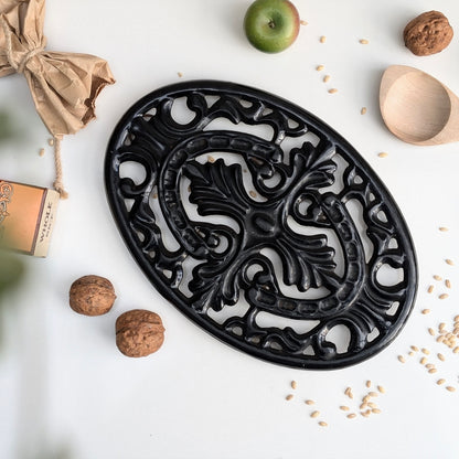 Cast Iron Trivet - Black with Hanger