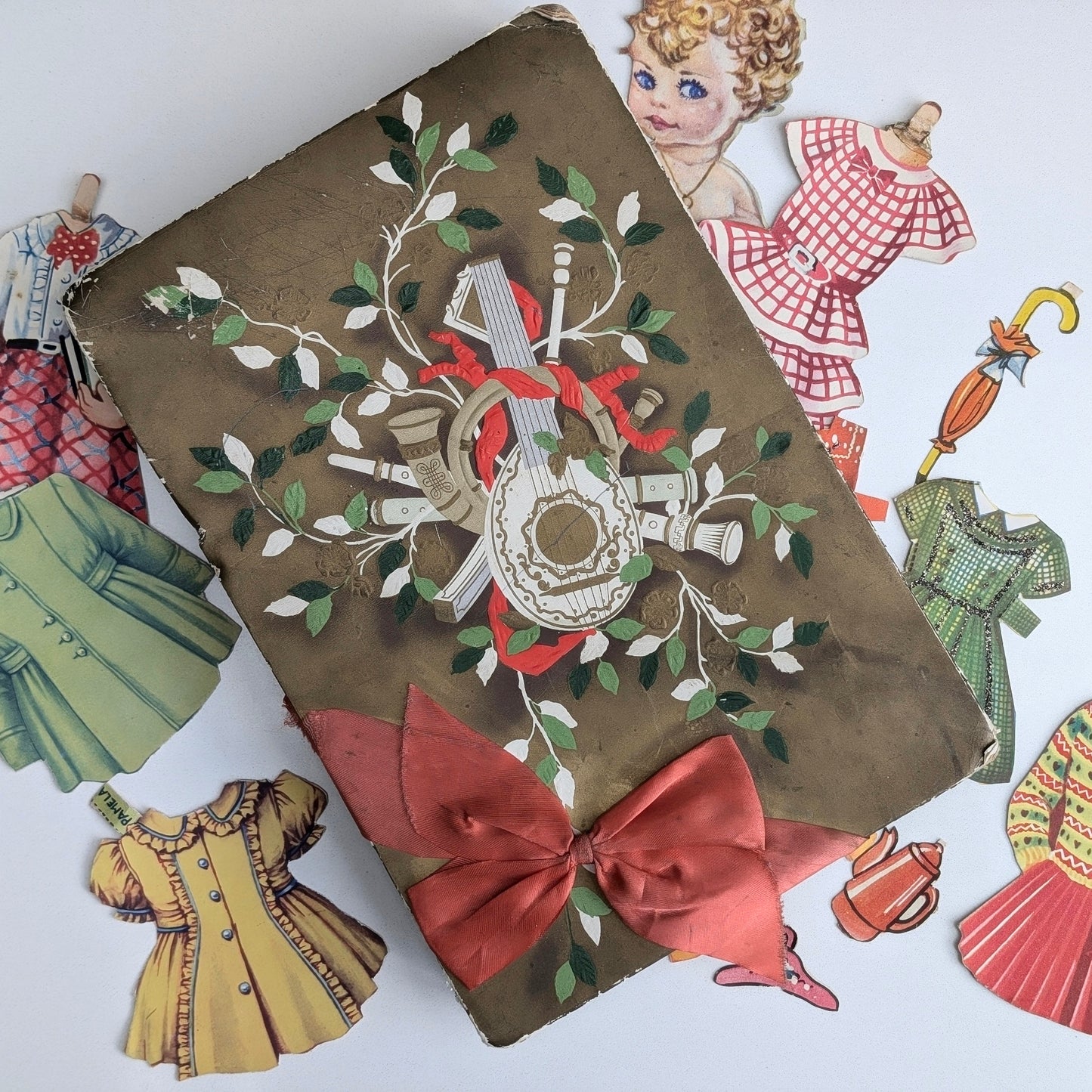 Vintage Chocolate Box filled with Dress Up Paper Dolls