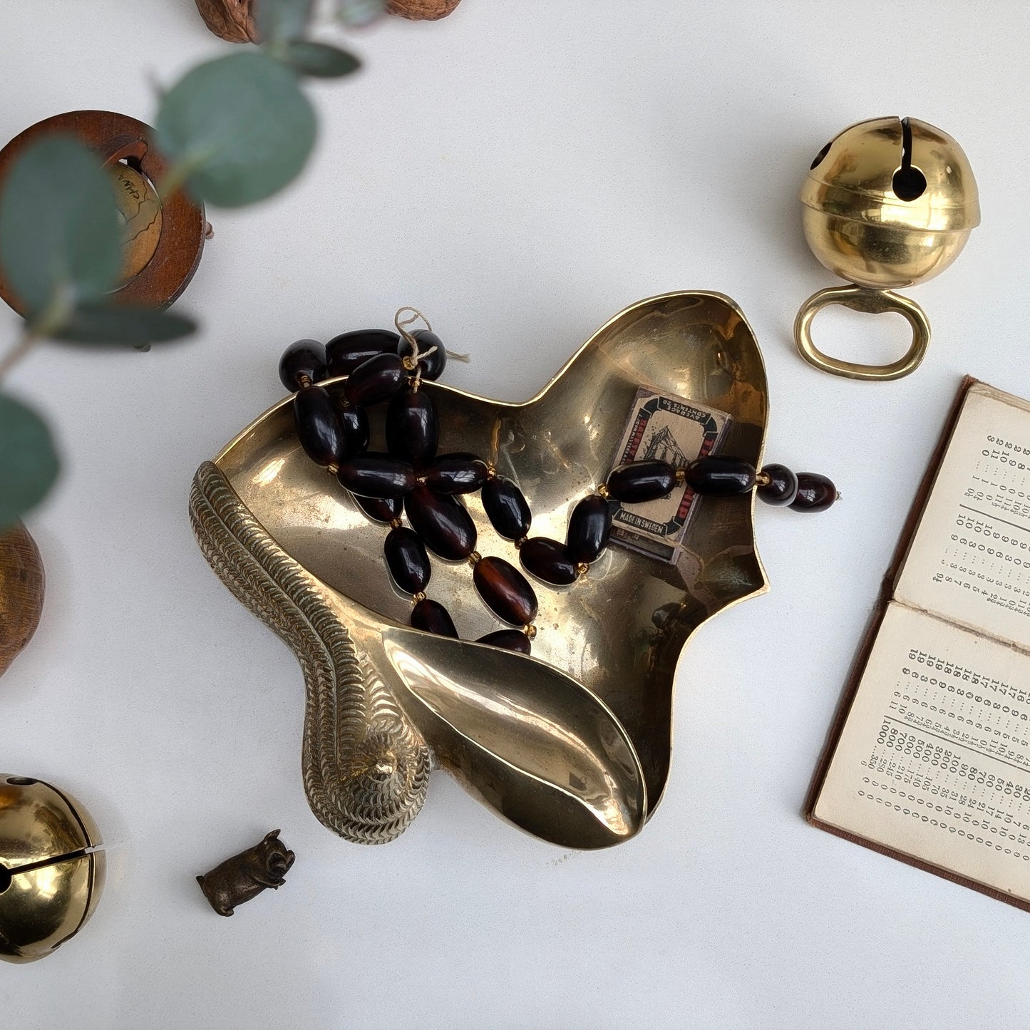 Unusual Brass Shell Trinket Dish with Shell Feet