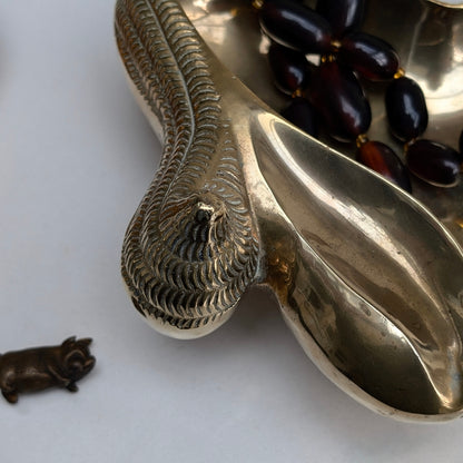 Unusual Brass Shell Trinket Dish with Shell Feet