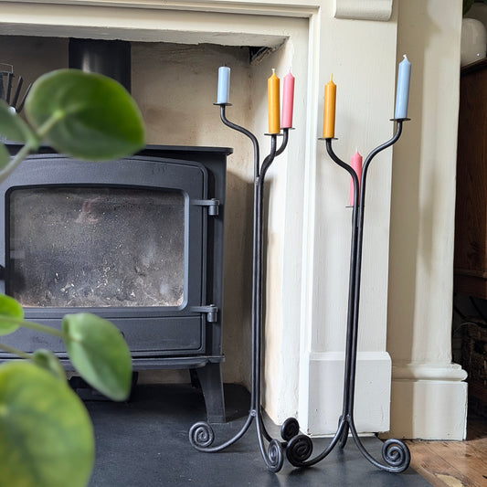 Large Wrought Iron Candle Holders (Pair)