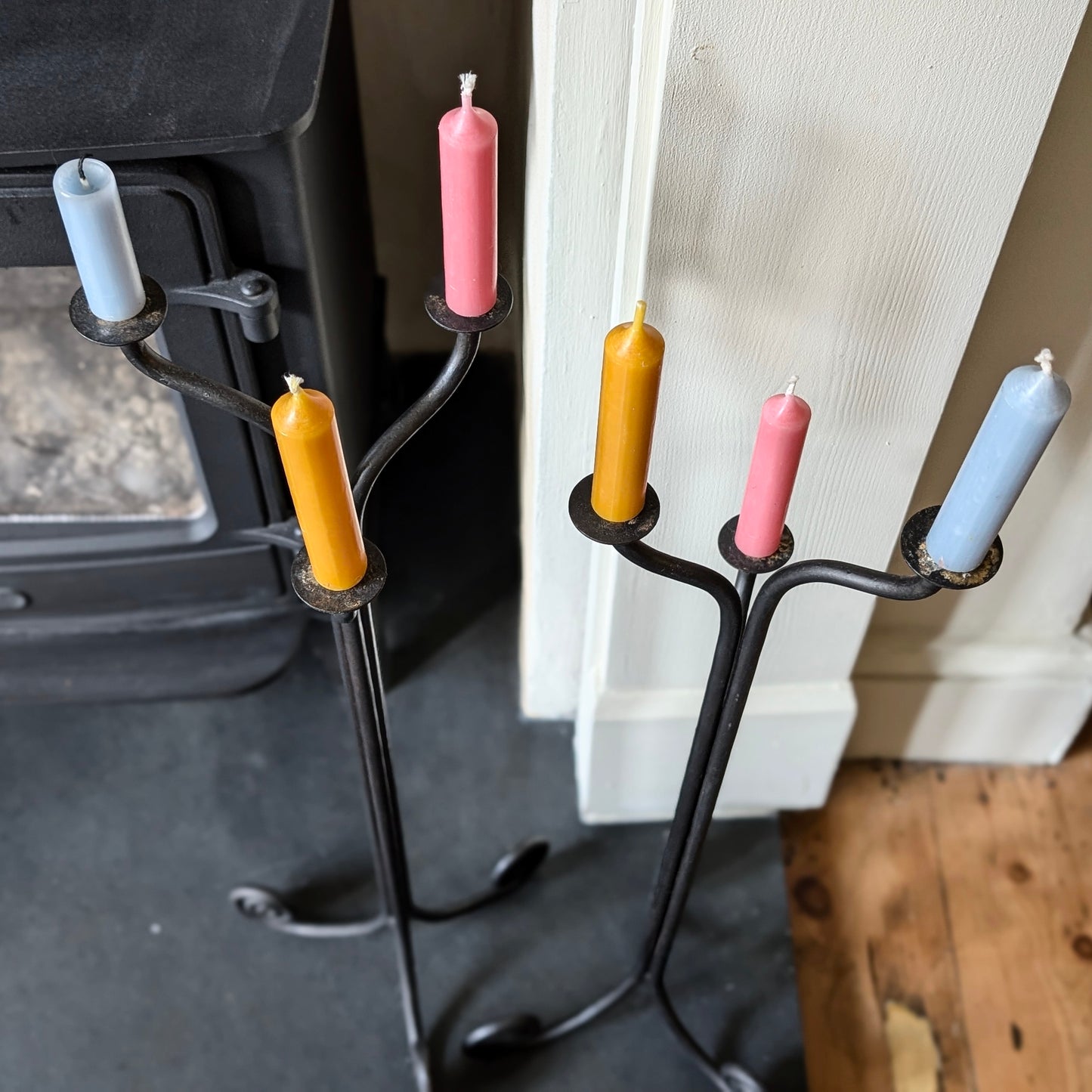 Large Wrought Iron Candle Holders (Pair)