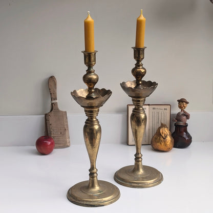 Altar Style Large Brass Candlesticks