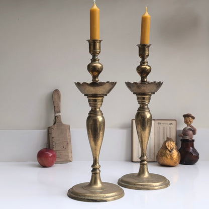 Altar Style Large Brass Candlesticks