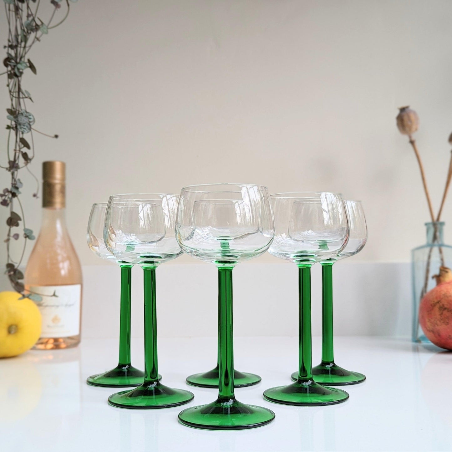 Green Stemmed Glasses (Set of 6)