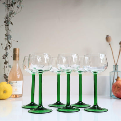 Green Stemmed Glasses (Set of 6)