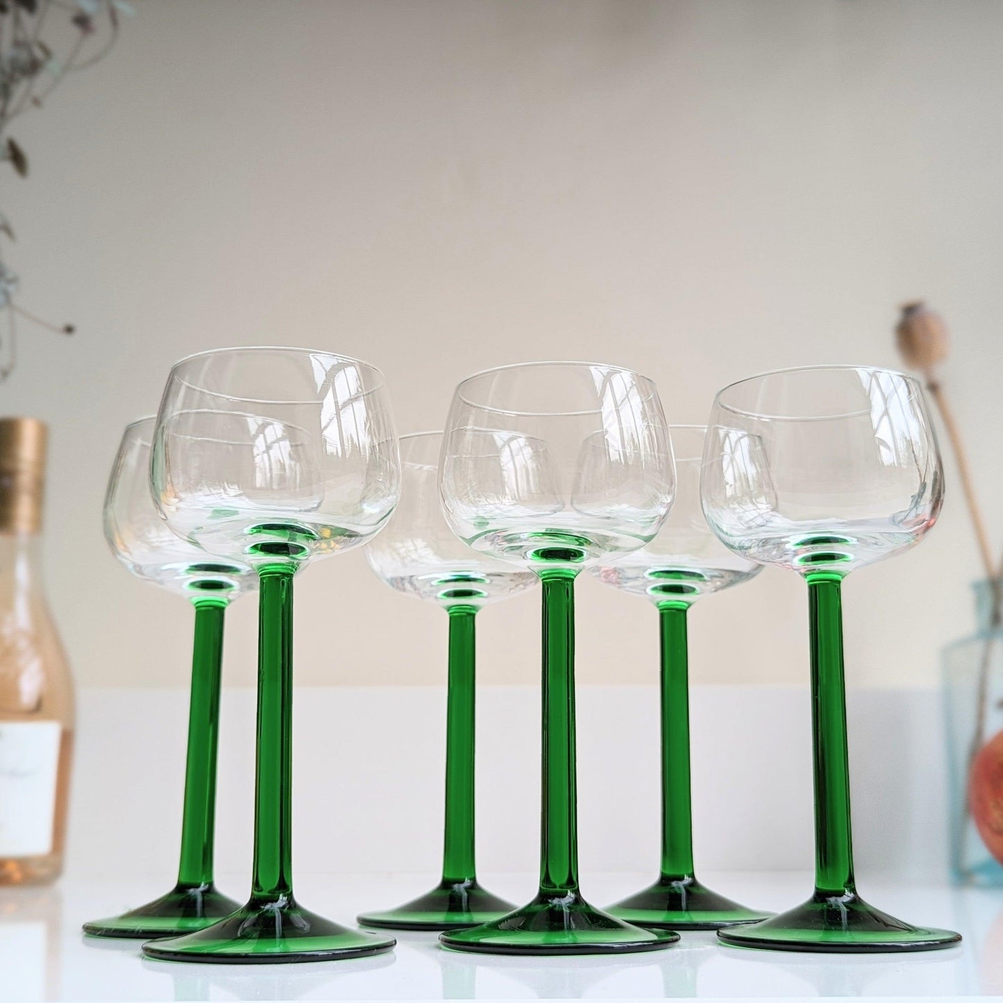 Green Stemmed Glasses (Set of 6)