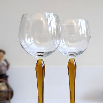 Amber Stem Wine Glasses (Pair)