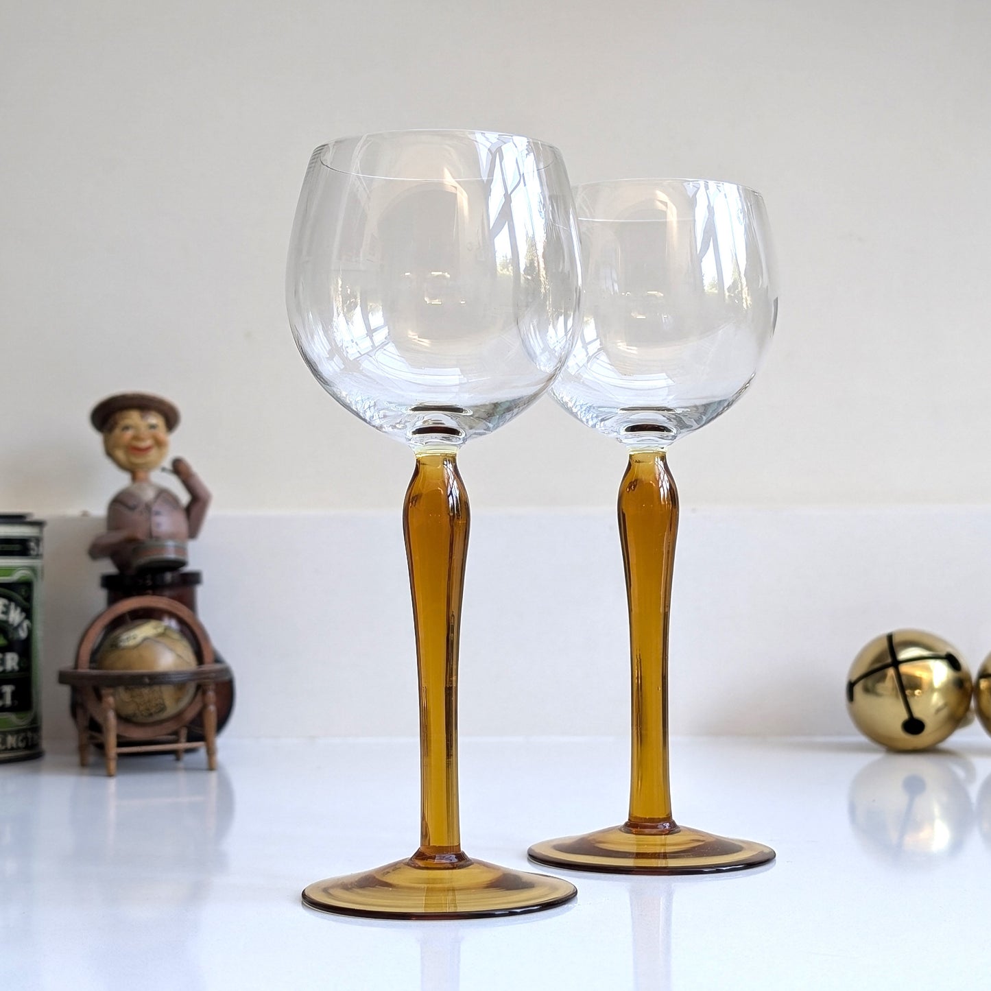 Amber Stem Wine Glasses (Pair)