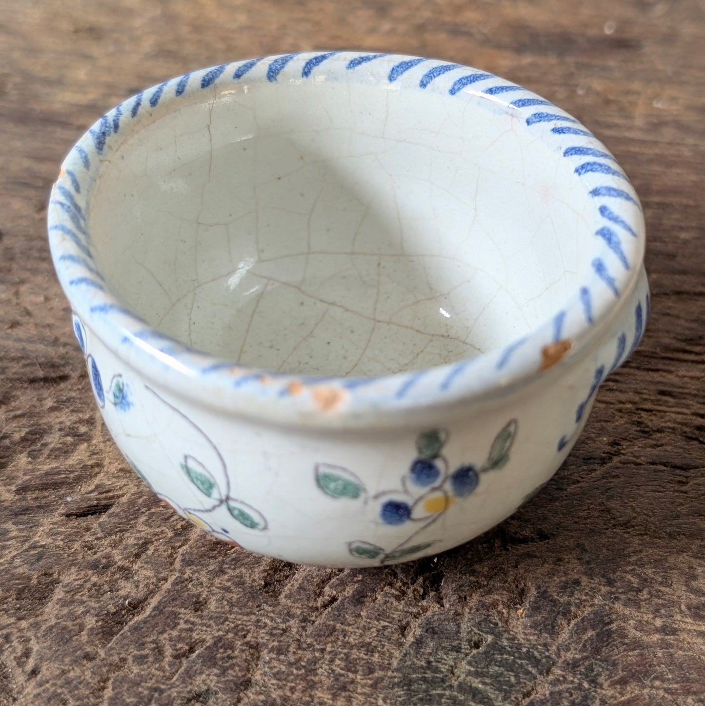 Pair of Small Faience Pottery Salt and Pepper Pots