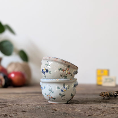 Pair of Small Faience Pottery Salt and Pepper Pots