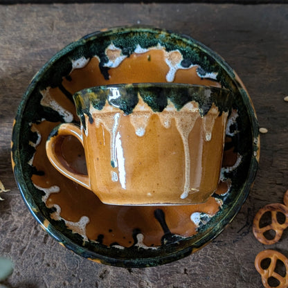 French Earthenware Hot Chocolate Mug and Bowl