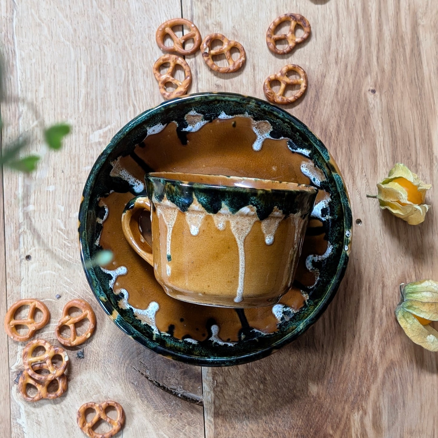 French Earthenware Hot Chocolate Mug and Bowl