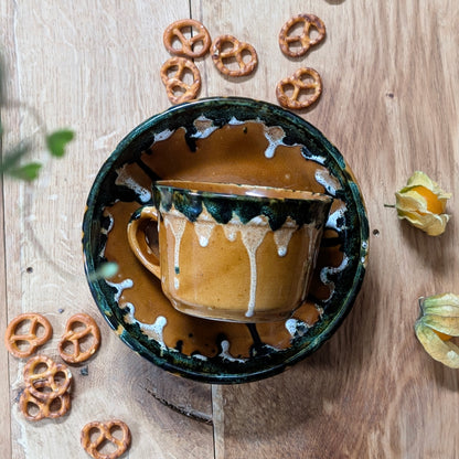 French Earthenware Hot Chocolate Mug and Bowl