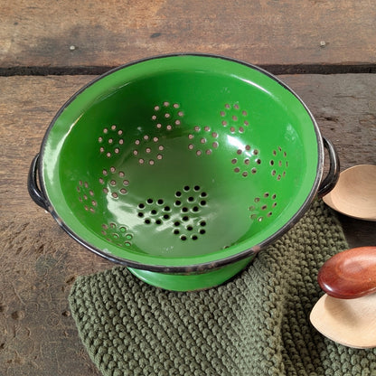 Vintage Green Enamel Strainer/Colander