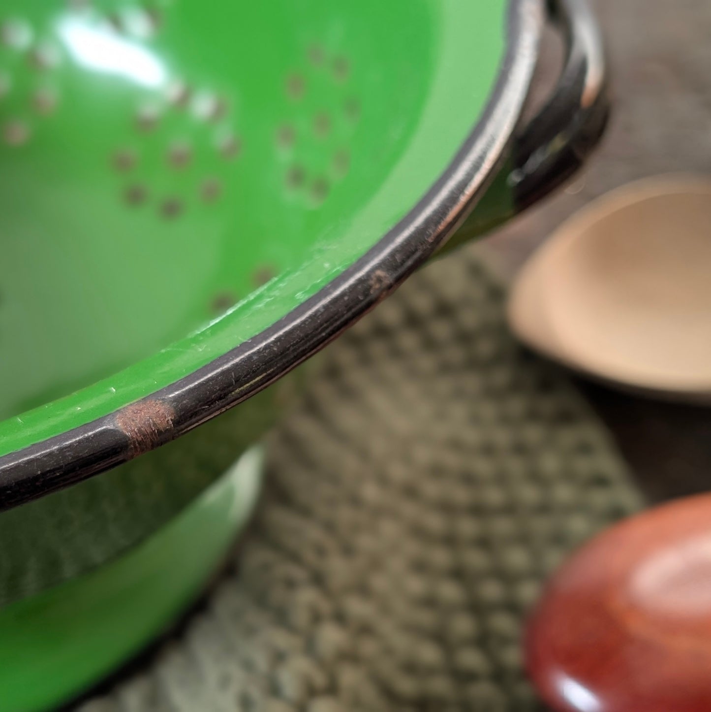 Vintage Green Enamel Strainer/Colander