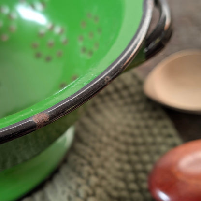 Vintage Green Enamel Strainer/Colander