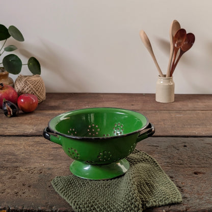 Vintage Green Enamel Strainer/Colander