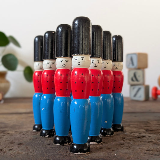 Vintage Wooden Soldier Skittles Set (Medium)