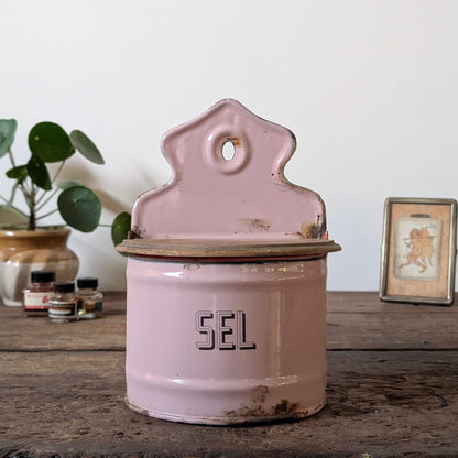 Pink French Enamel Salt Box