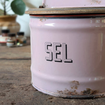Pink French Enamel Salt Box