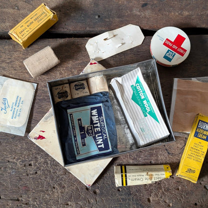 Vintage Homemade First Aid Box + Contents