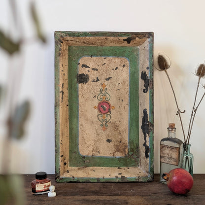 Antique Metal Tole Painted Tray