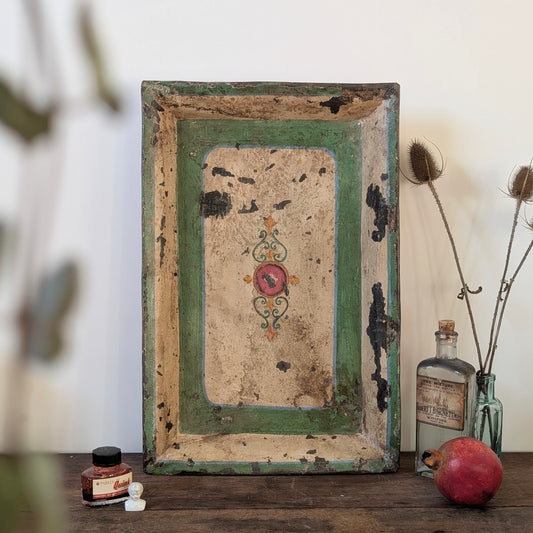 Antique Metal Tole Painted Tray