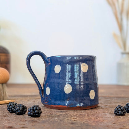 Pair of Navy Polka Dot Studio Pottery Mugs