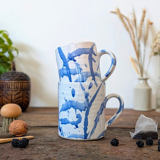 Pair of 'American Splash' Duncan and Karen Browning Studio Pottery Mugs