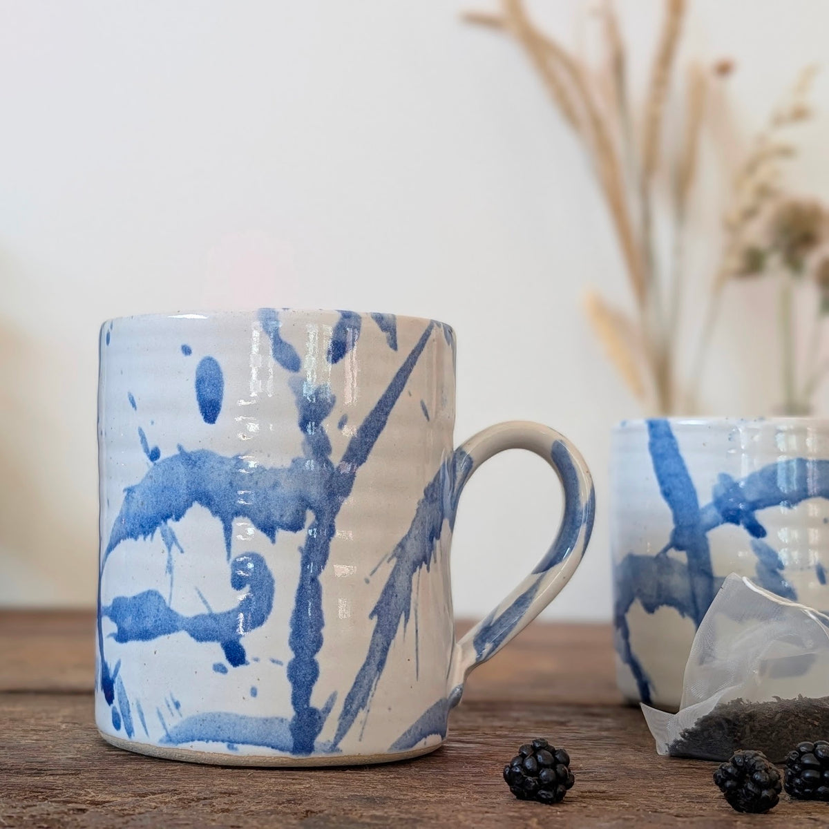 Pair of 'American Splash' Duncan and Karen Browning Studio Pottery Mugs