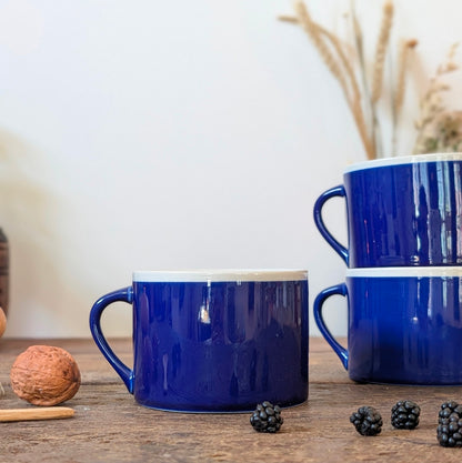 Set of Three Contemporary Nkuku Cobalt Blue Ceramic Mugs