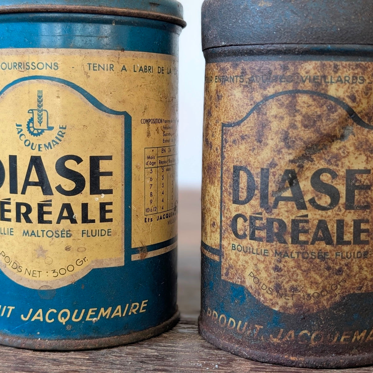 Pair of French Jacquemart Diase Céréale Tins