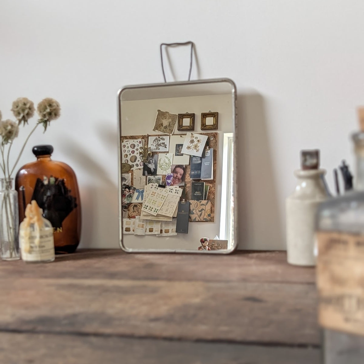 Medium French Chrome-Framed Barber's Mirror with Stand