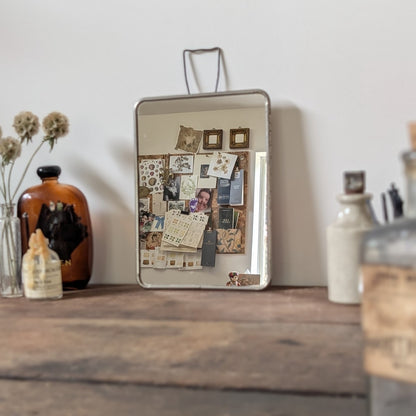 Medium French Chrome-Framed Barber's Mirror with Stand