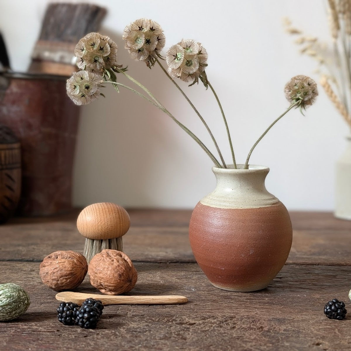 Winchcombe Pottery Terracotta and Cream Bud Vase