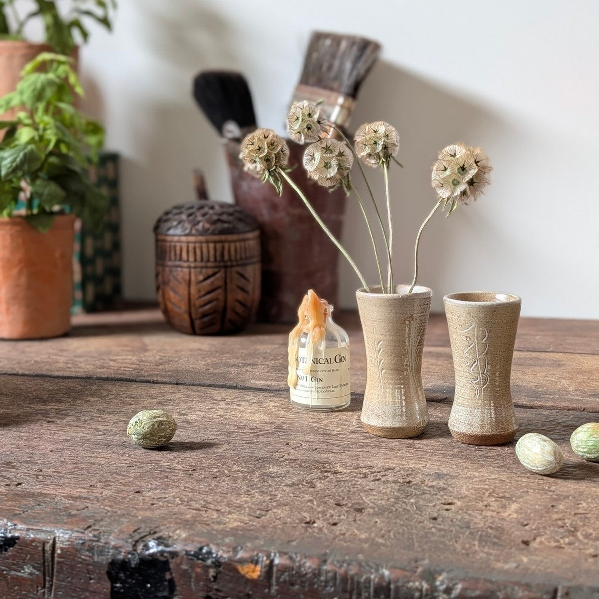 Pair of Winchcombe Pottery Stoneware Bud Vases