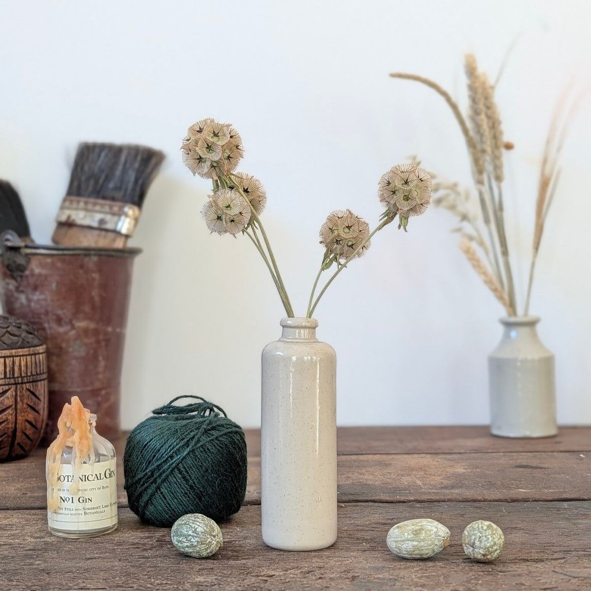 Vintage Cream Glazed Stoneware Bottle