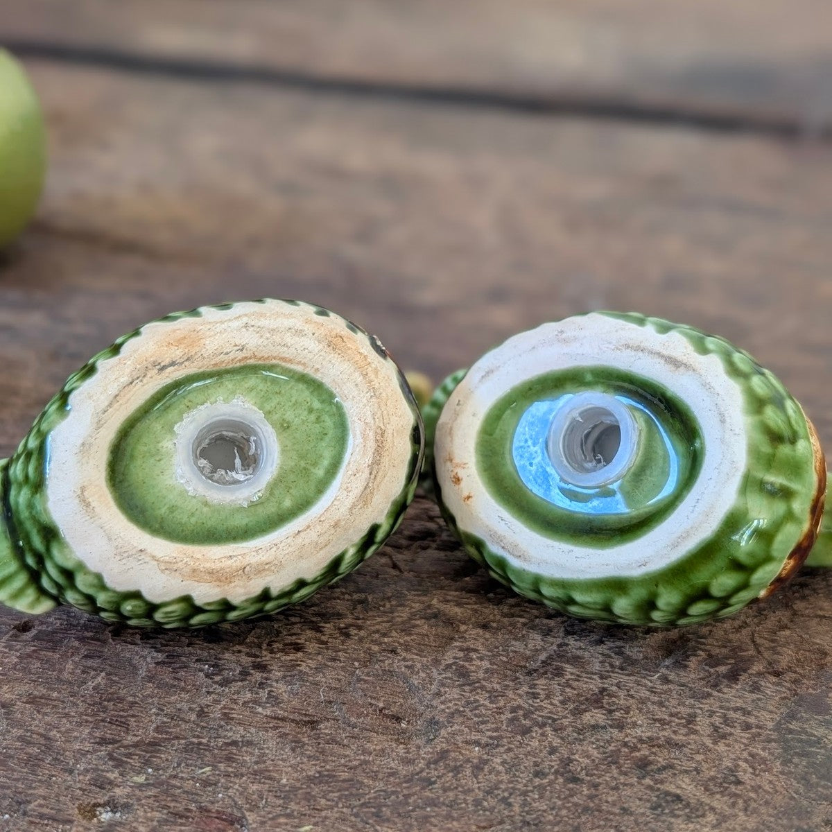 Pair of Green Glazed Duck Salt and Pepper Pots