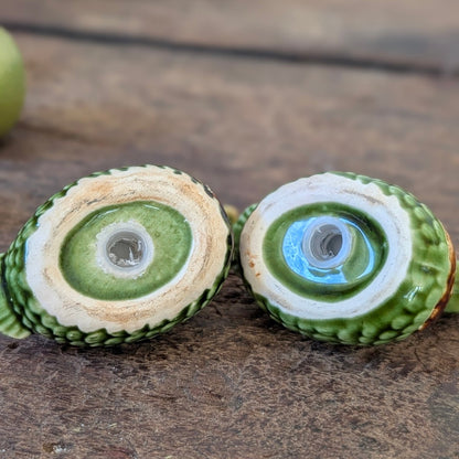 Pair of Green Glazed Duck Salt and Pepper Pots