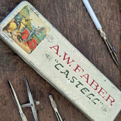 AW Faber Castell Pencil Tin with Drafting Instruments