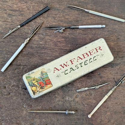 AW Faber Castell Pencil Tin with Drafting Instruments