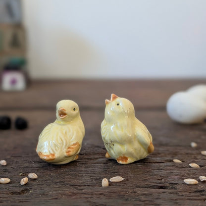 Pair of Yellow Ceramic Chick Ornaments