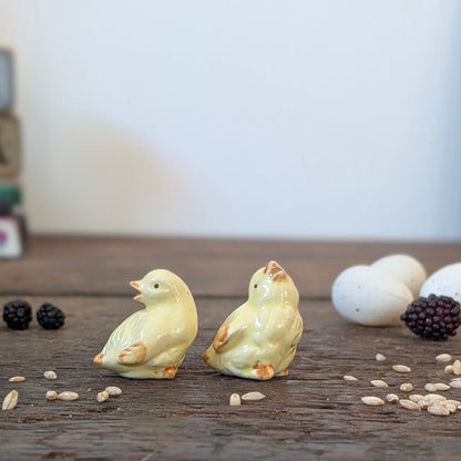 Pair of Yellow Ceramic Chick Ornaments