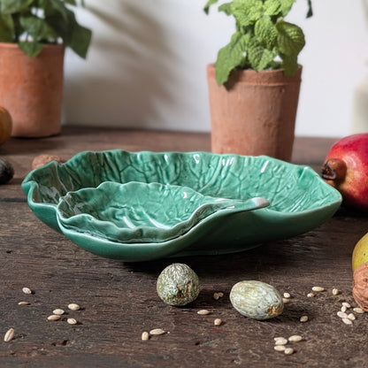 Bordallo Pinheiro Green Cabbage Leaf Serving Plate