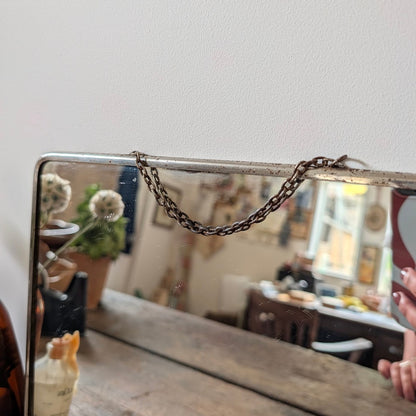 Large French Barber's Mirror with Slim Chrome Frame