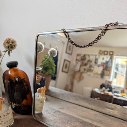 Large French Barber's Mirror with Slim Chrome Frame